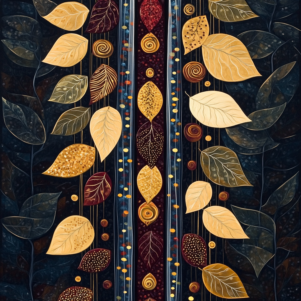 Gustav Klimt Inspired Gilded Autumn Leaves Cascade DIY paint by numbers