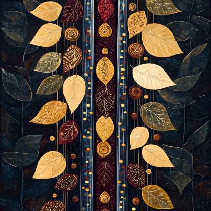 Gustav Klimt Inspired Gilded Autumn Leaves Cascade DIY paint by numbers