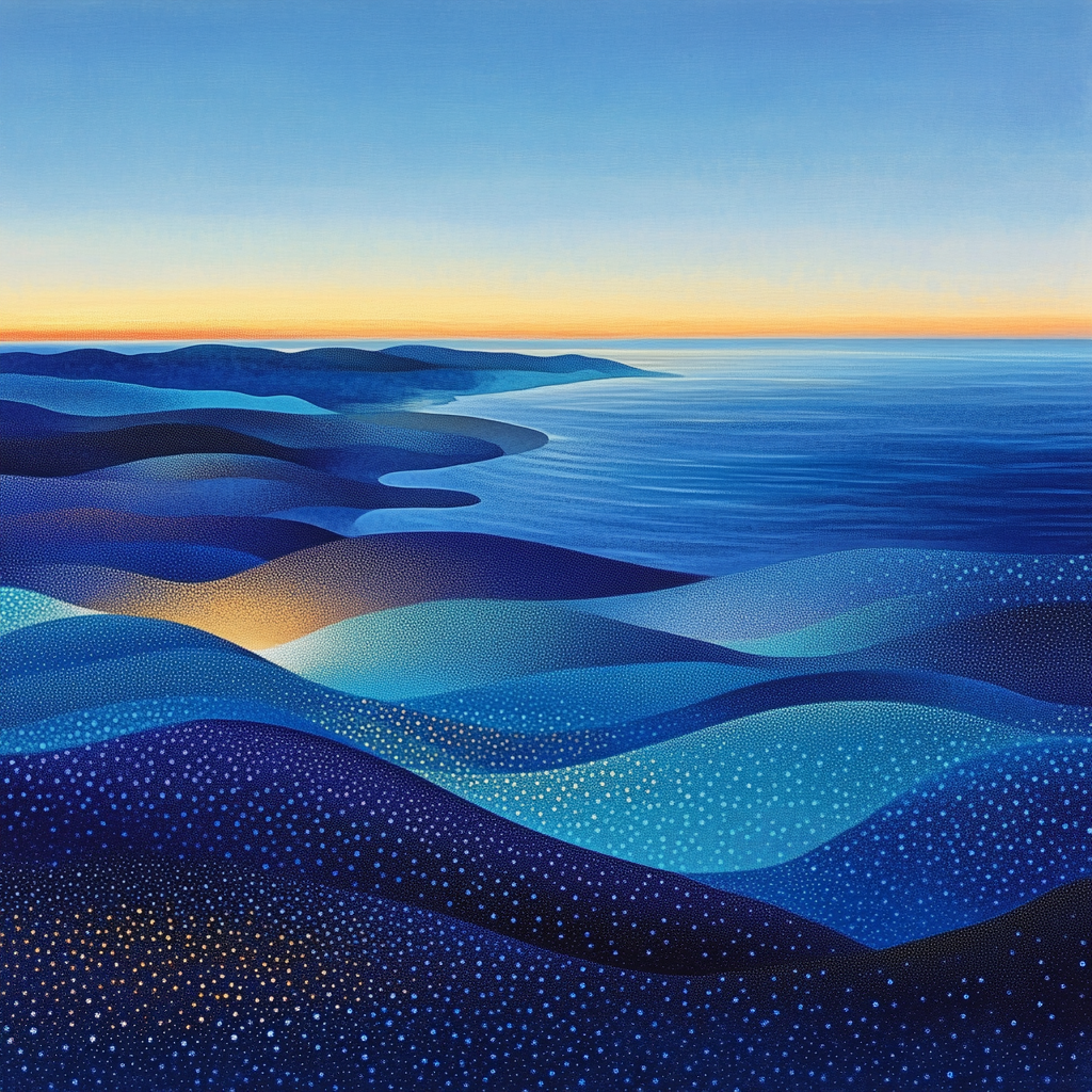 Georges Seurat Inspired Luminous Tidal Horizon paint by numbers