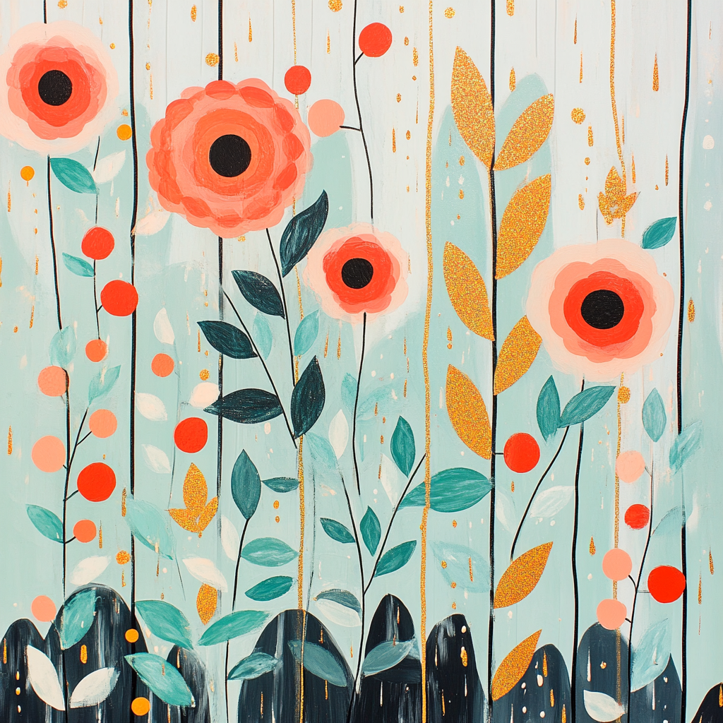 Gustav Klimt Inspired Ornamental Rain Garden Numbered painting kits