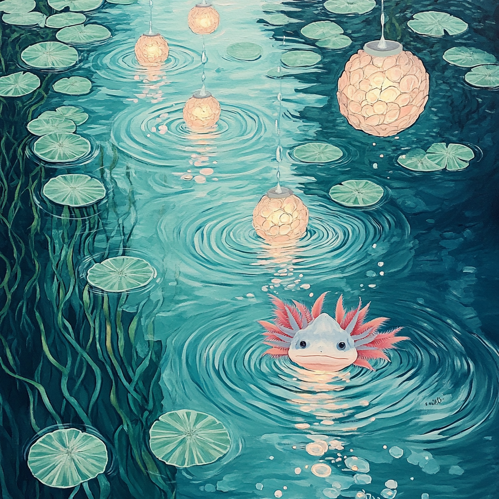 Frida Kahlo Inspired Axolotl Lake Lanterns Paint by numbers kits