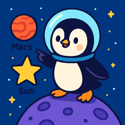 Galactic Penguin Planet Patrol DIY paint by numbers