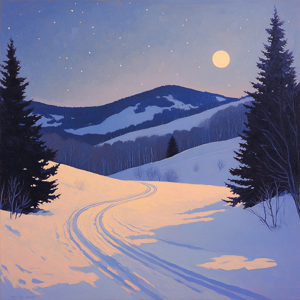 Leonardo Da Vinci Inspired Moon Shadows On Snow Numbered painting kits