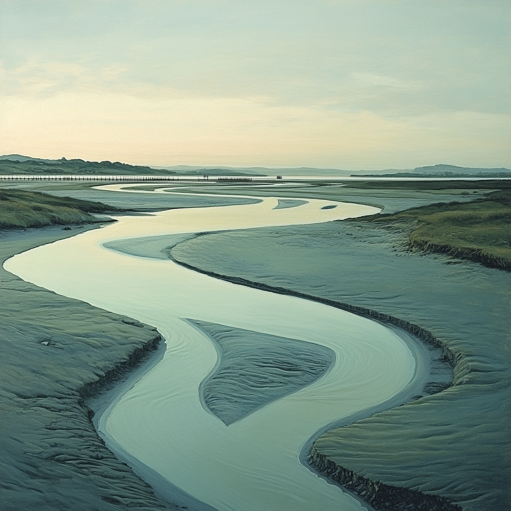 Leonardo Da Vinci Inspired Quiet Estuary Geometry Number painting