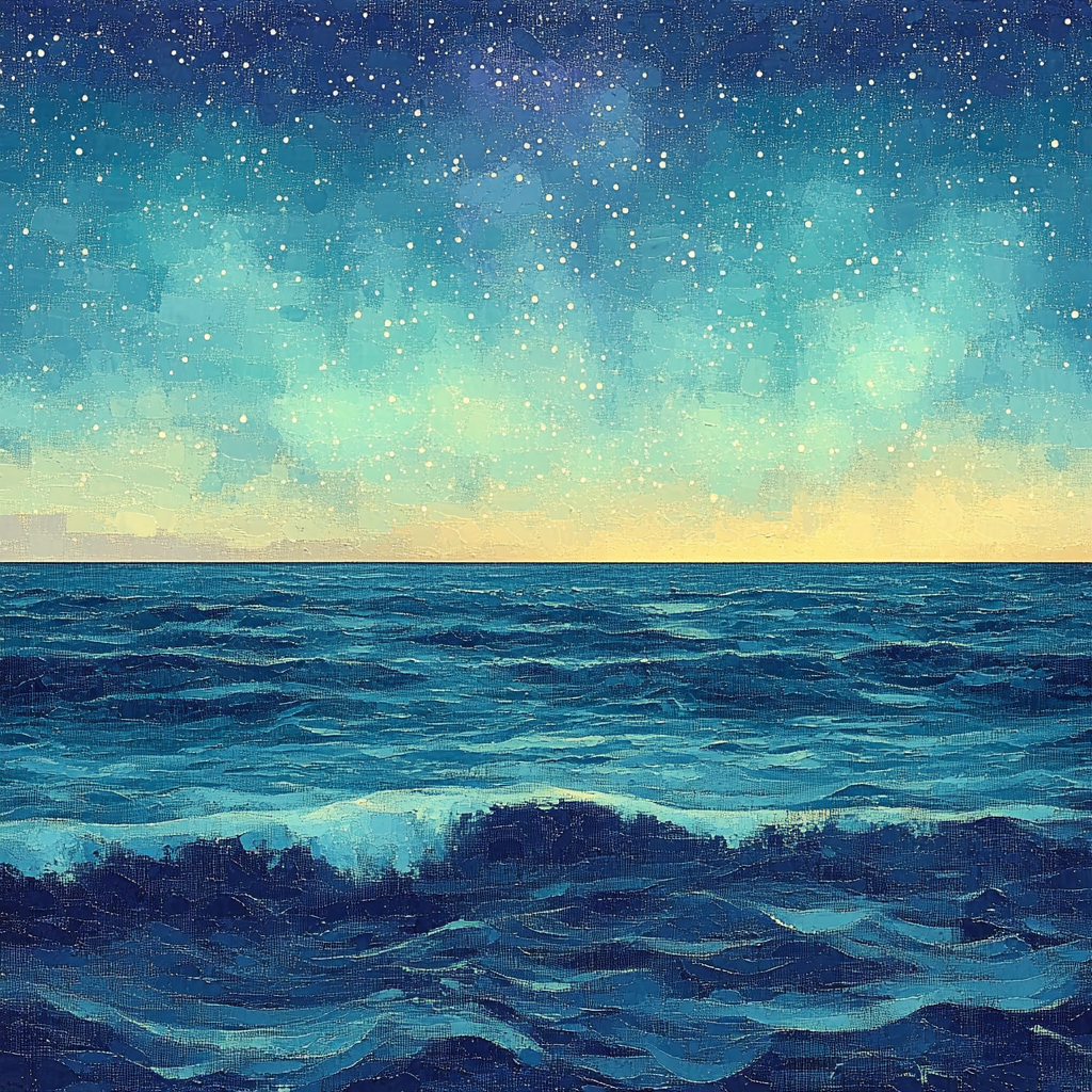 Georges Seurat Inspired Tidal Aurora Horizon Number painting