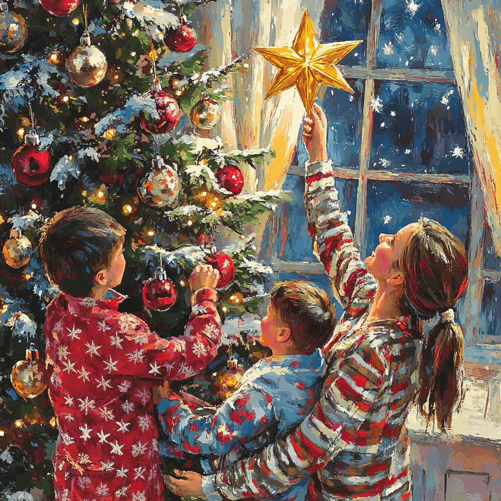 Star Topping On Silent Night Paint by numbers kits
