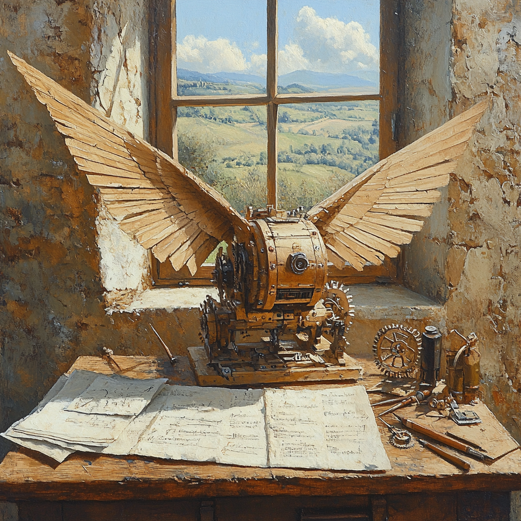 Leonardo Da Vinci Inspired Mechanical Bird Number painting