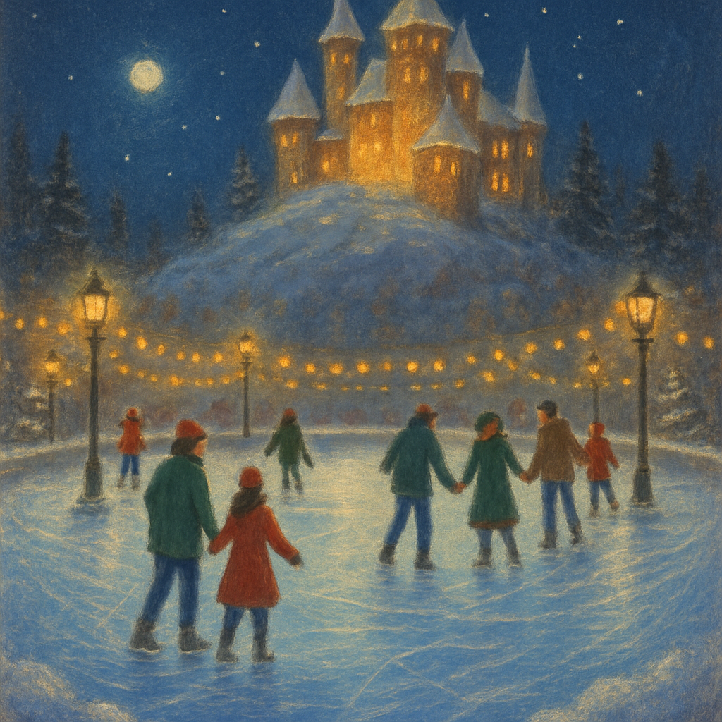 Christmas Eve Ice Rink Beneath The Castle Paint by numbers art