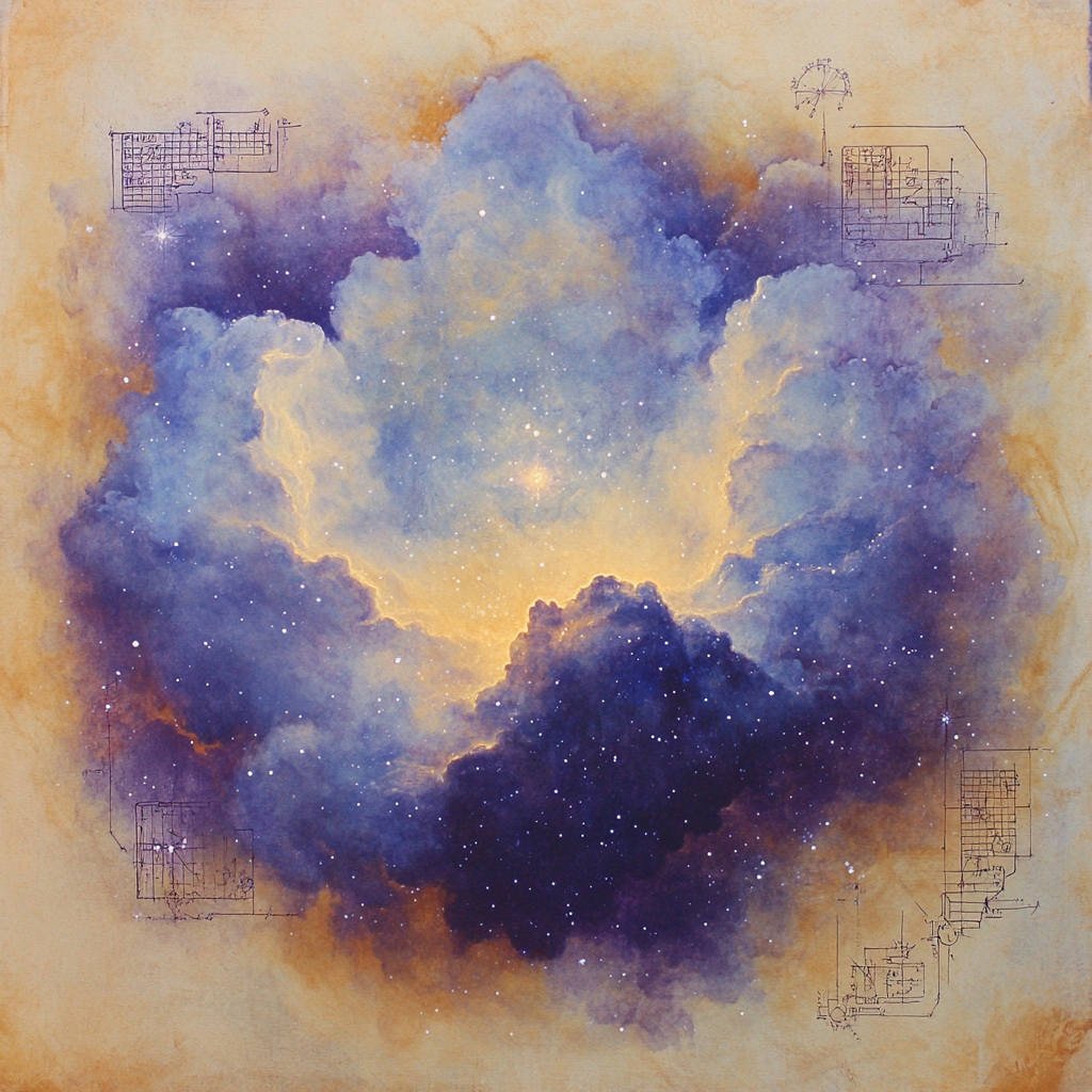 Leonardo Da Vinci Inspired Nebula Scroll painting number kit