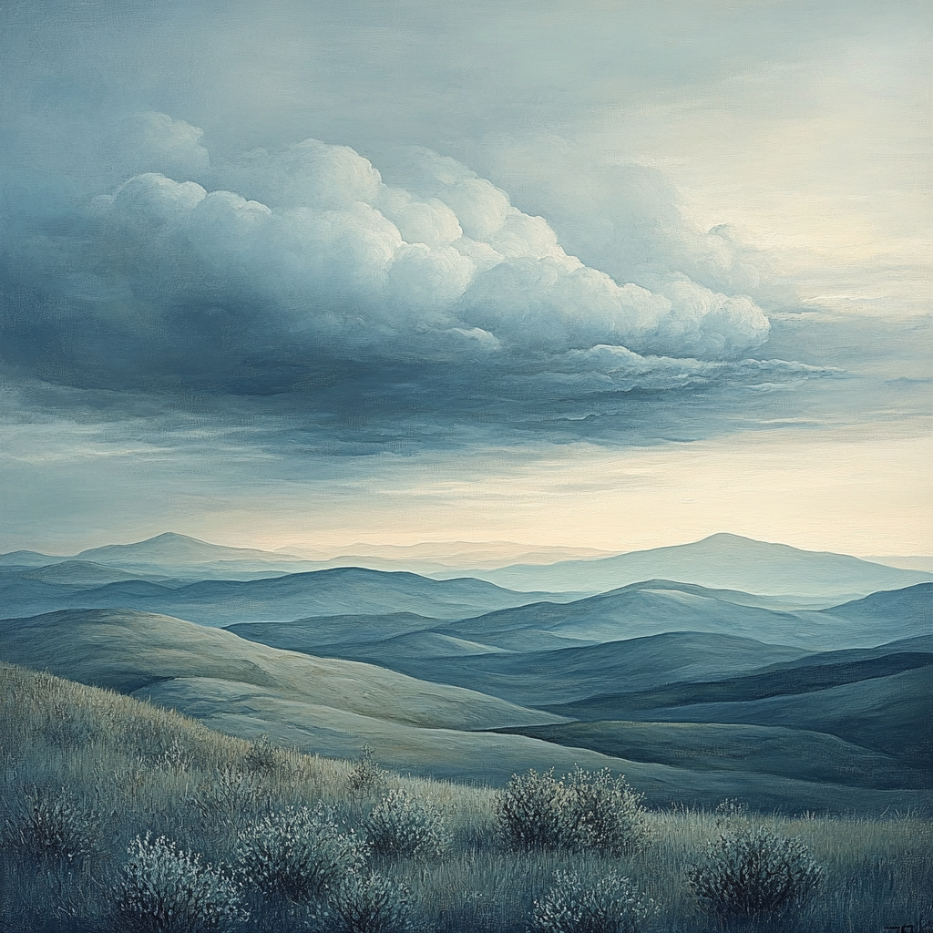 Leonardo Da Vinci Inspired Storm Over Quiet Hills painting number kit