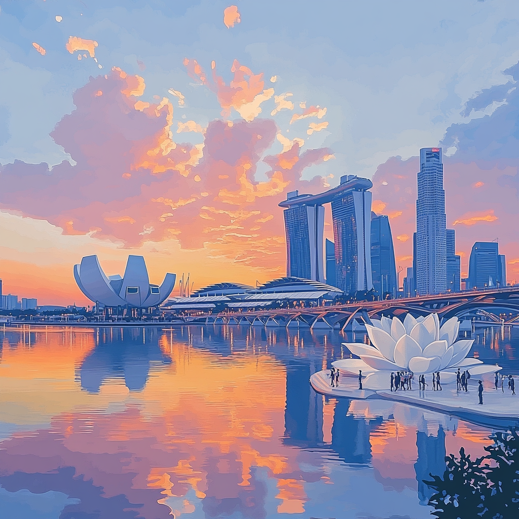 Sunrise Over Marina Bay Singapore paint by color