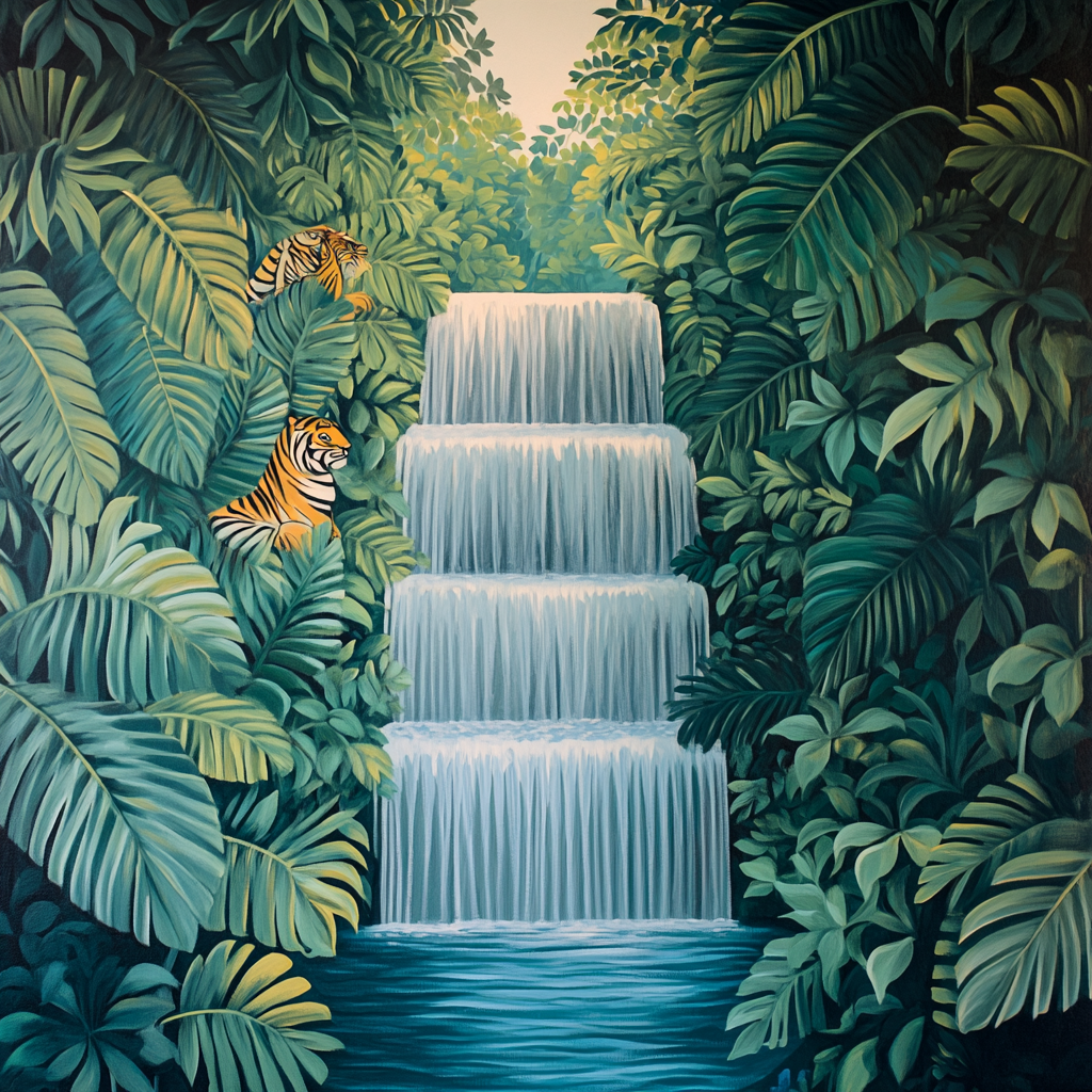 Henri Rousseau Inspired Jungle Waterfall Paint by numbers kits