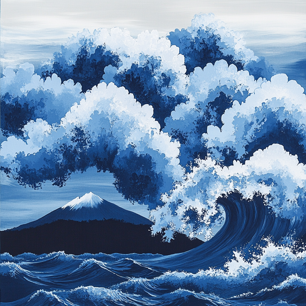 Hokusai Inspired Great Wave Of Clouds paint by numbers
