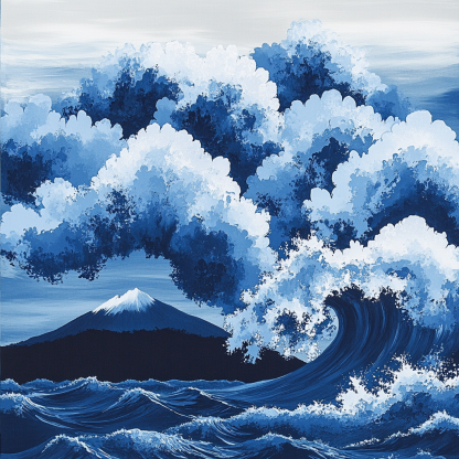 Hokusai Inspired Great Wave Of Clouds paint by numbers