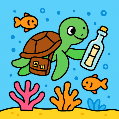 Coral Reef Mail Delivery Turtle painting number kit