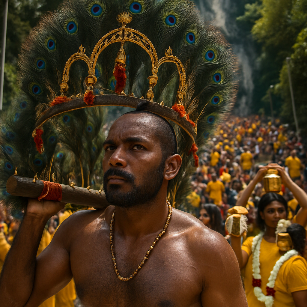 Thaipusam Kavadi Bearer At Batu Caves Steps Paint by numbers kits