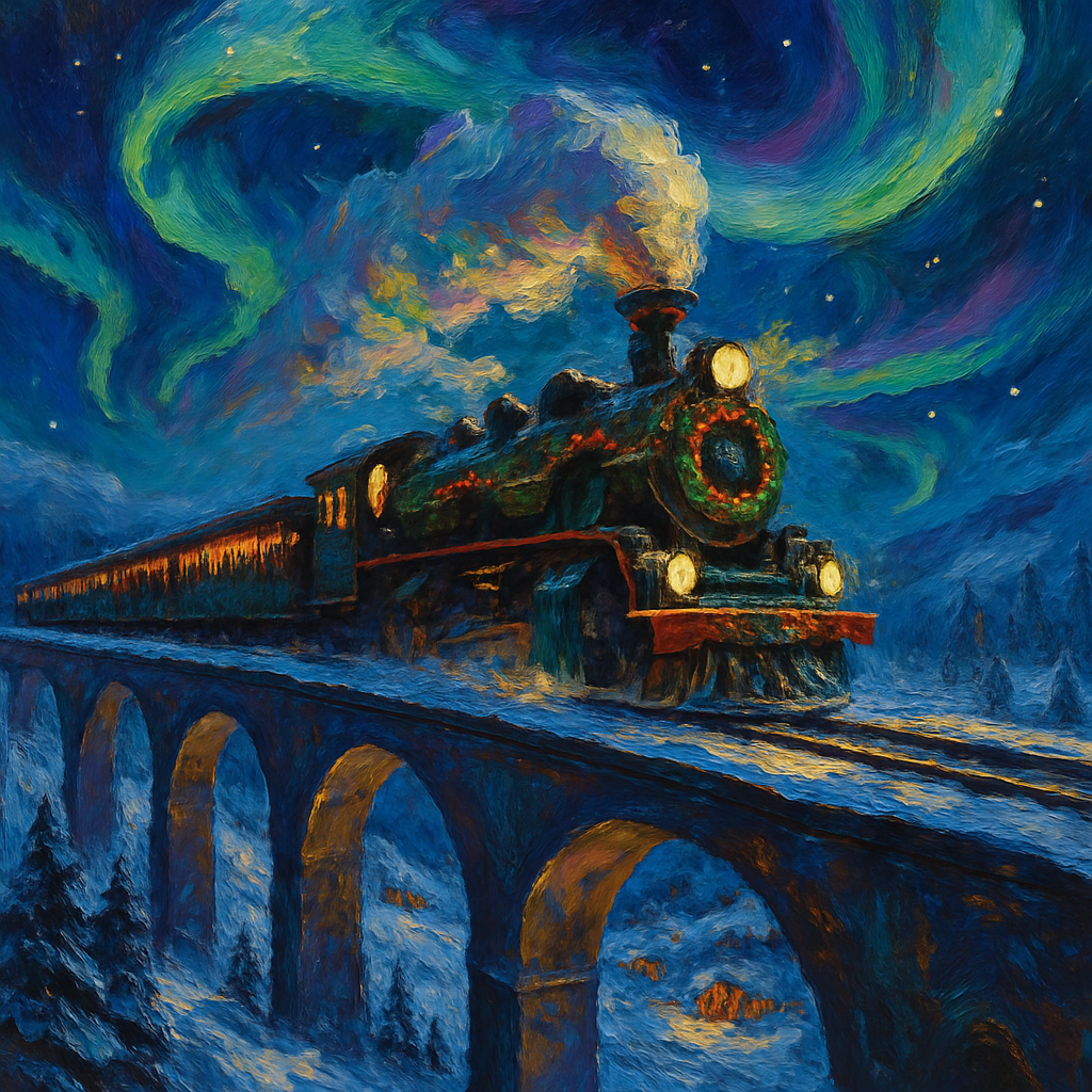Polar Express On Aurora Bridge Paint by numbers art