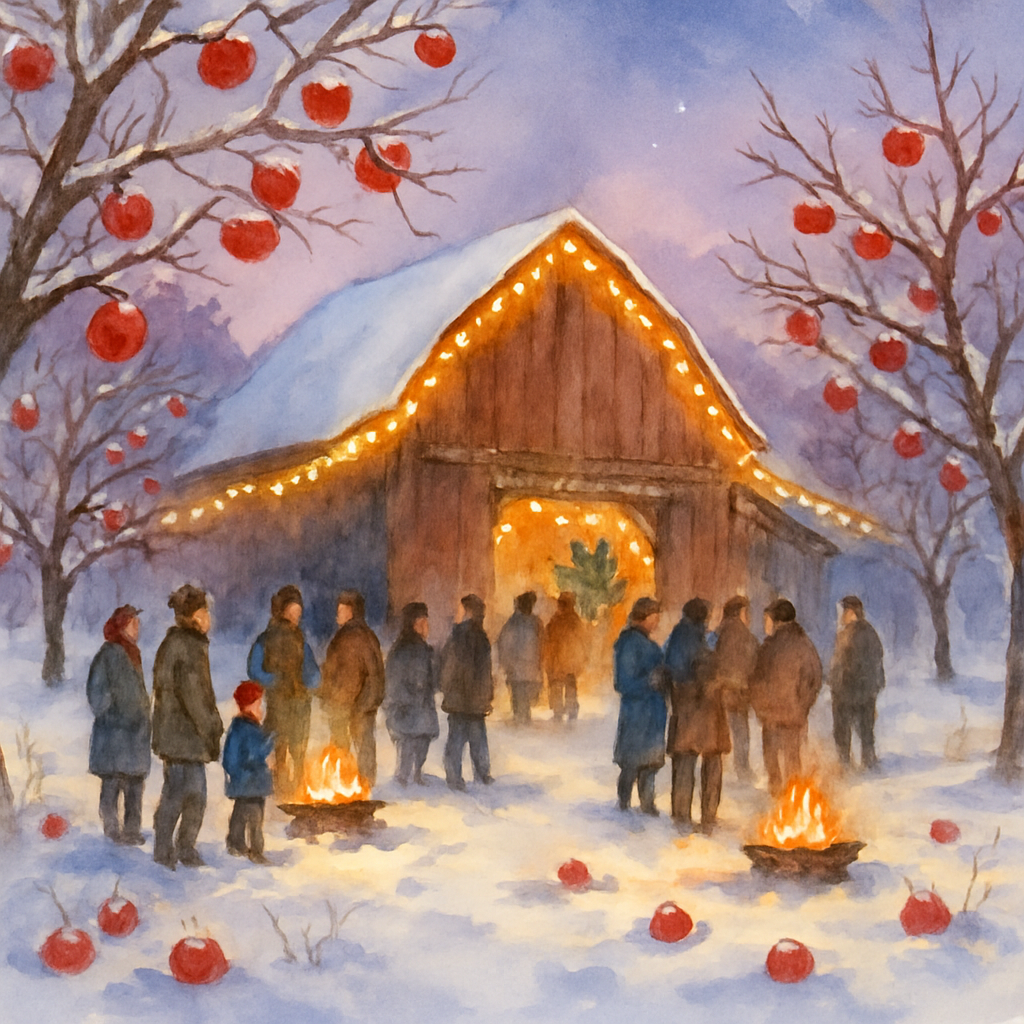 Snowy Orchard Star Barn Paint by numbers art