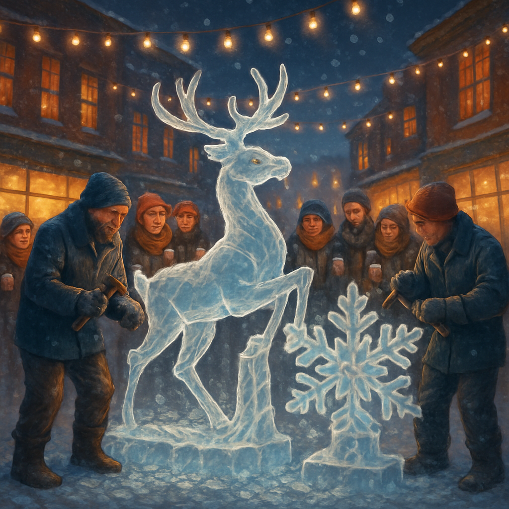 Ice Sculptors At Winter Festival painting number kit