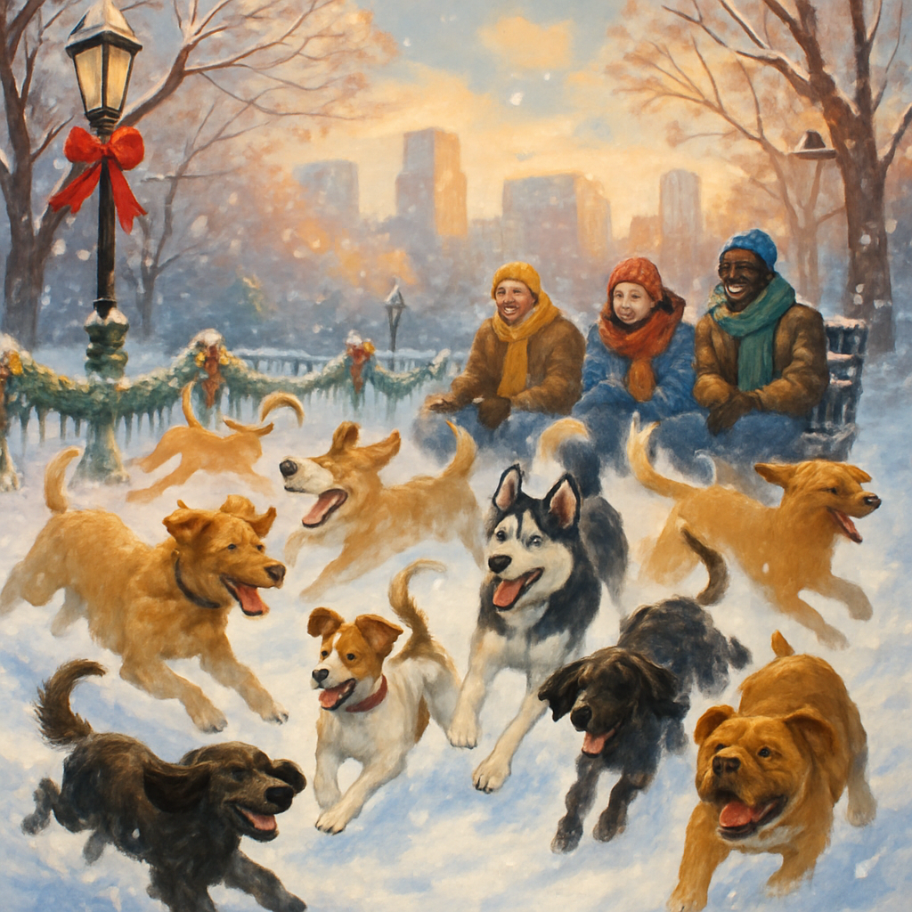 Christmas Dog Park Romp Paint by numbers kits