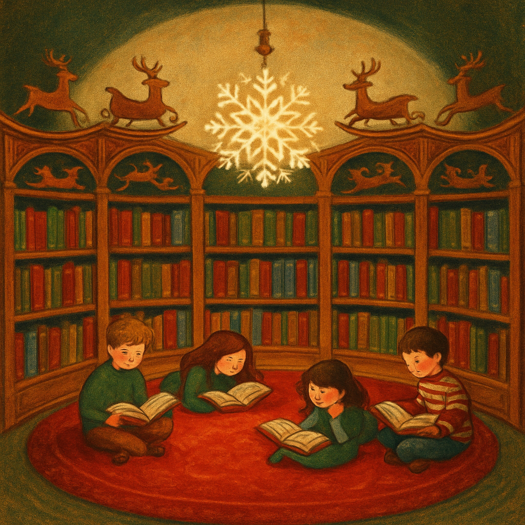 Christmas Carousel Library Reading Nook painting number kit