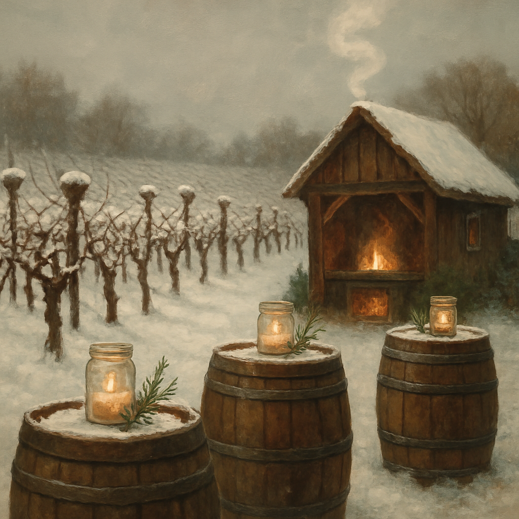 Snowy Vineyard With Mulled Wine Hut DIY paint by numbers