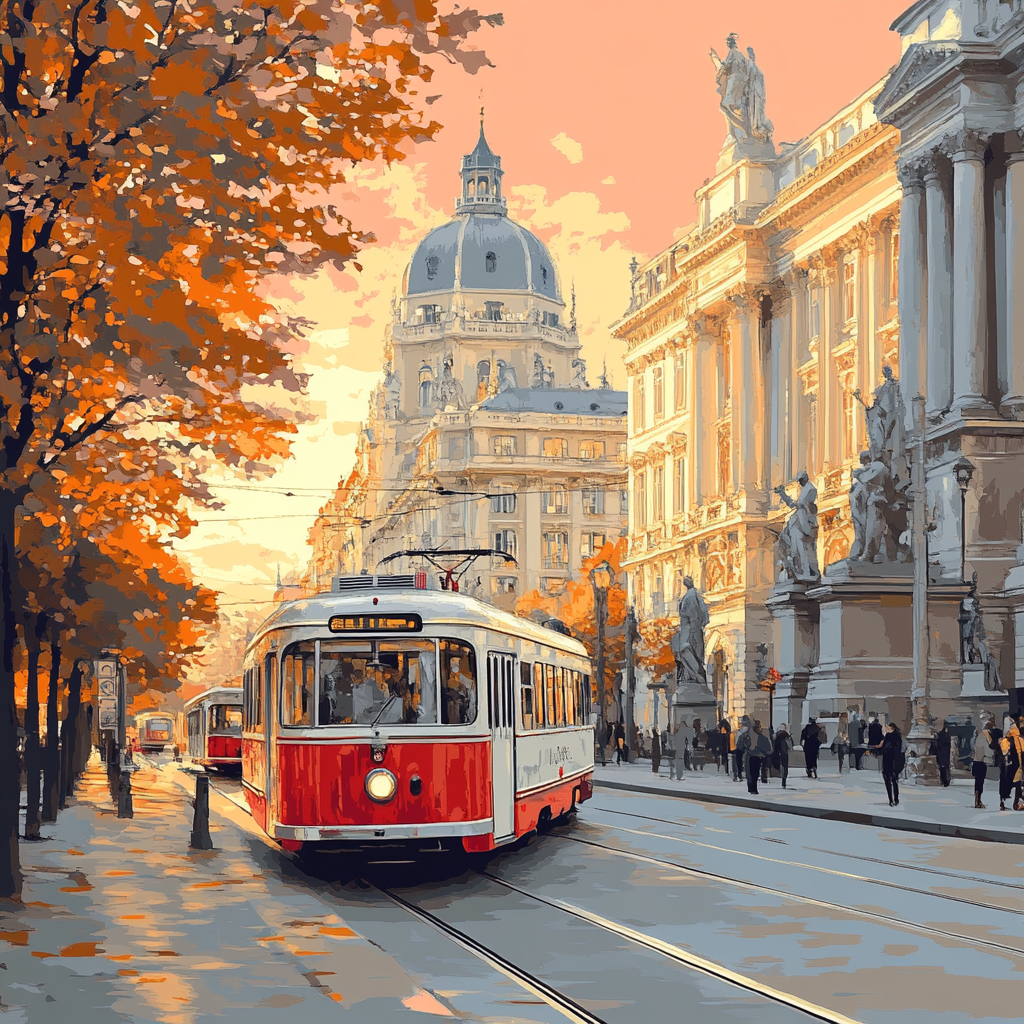 Ringstrasse Tram At Sunset Vienna Austria Number painting