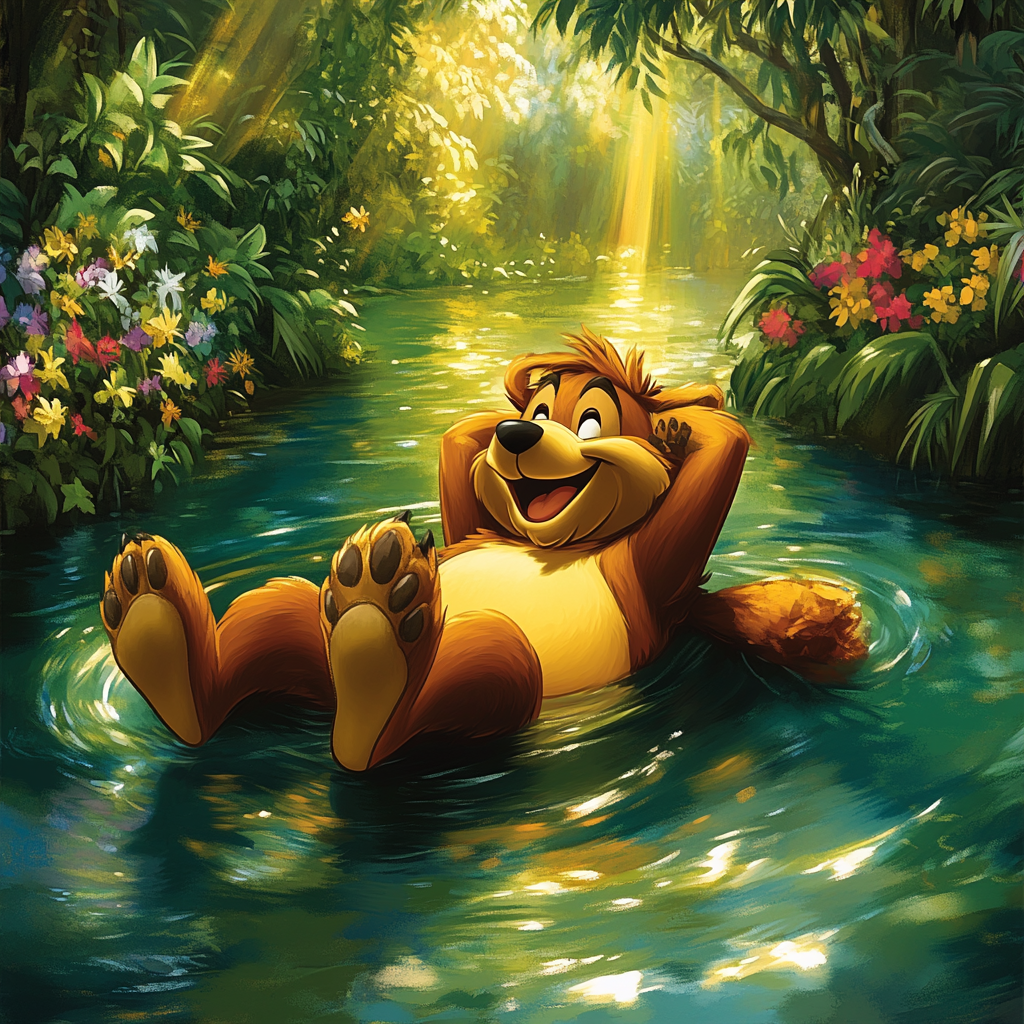 Baloo Jungle River Lazy Float Disney Inspired paint by color