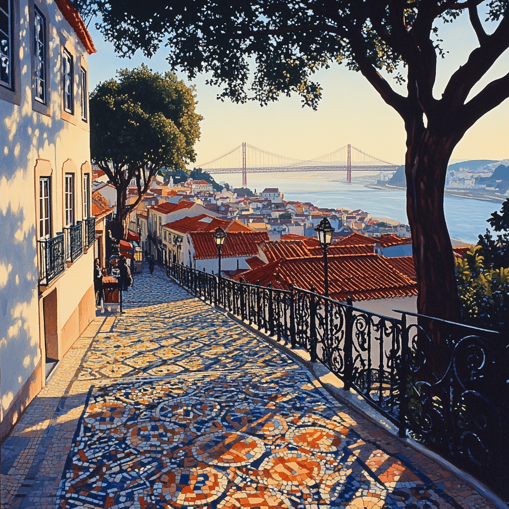 City View From Sao Pedro De Alcantara Lisbon Portugal painting number kit