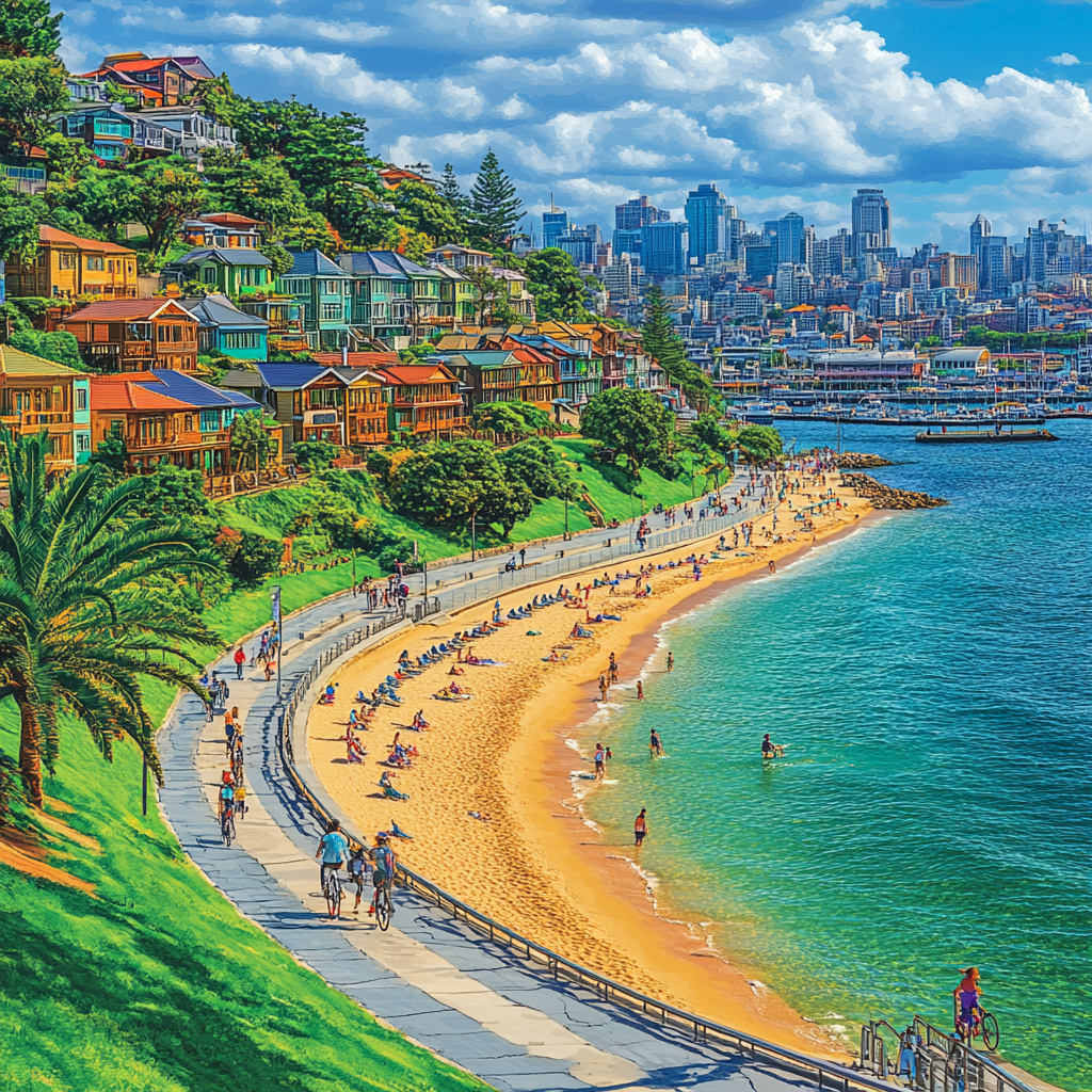 Oriental Bay Promenade Wellington New Zealand DIY paint by numbers