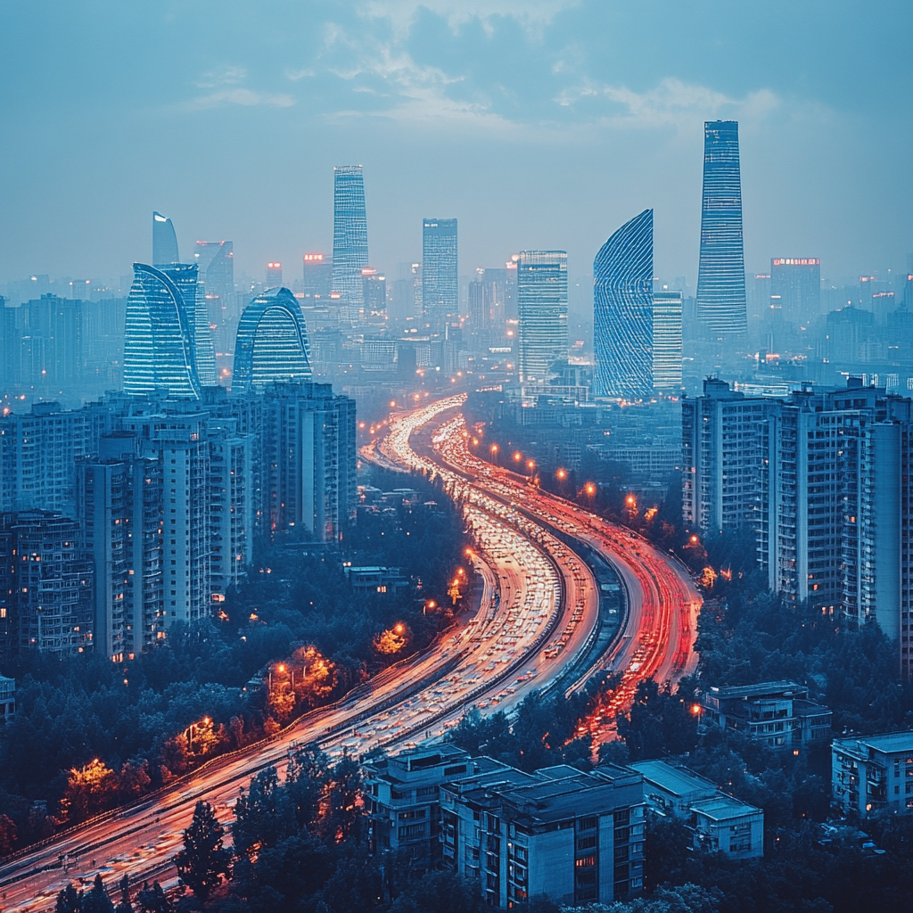 Beijing CBD Guomao Skyline Beijing China paint by number