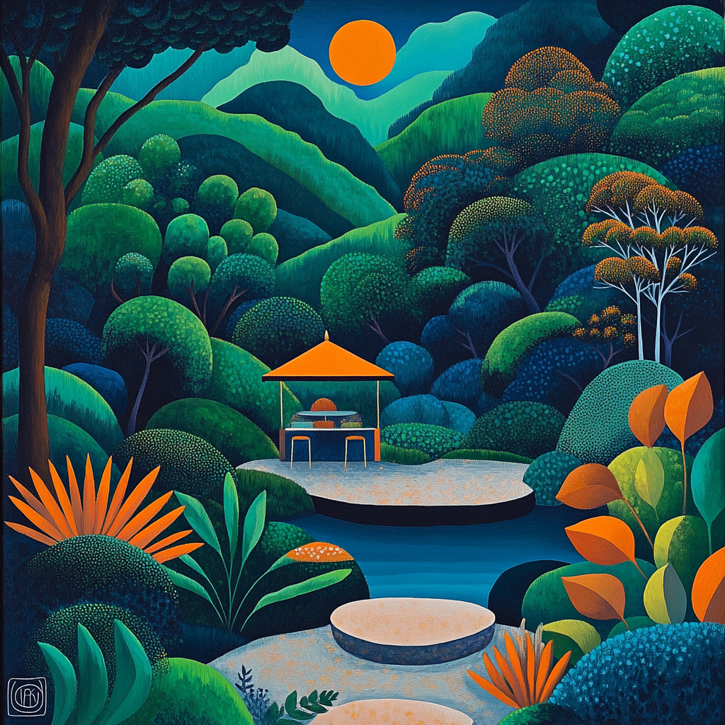 Henri Rousseau Inspired Hidden Jungle Cafe Paint by numbers art