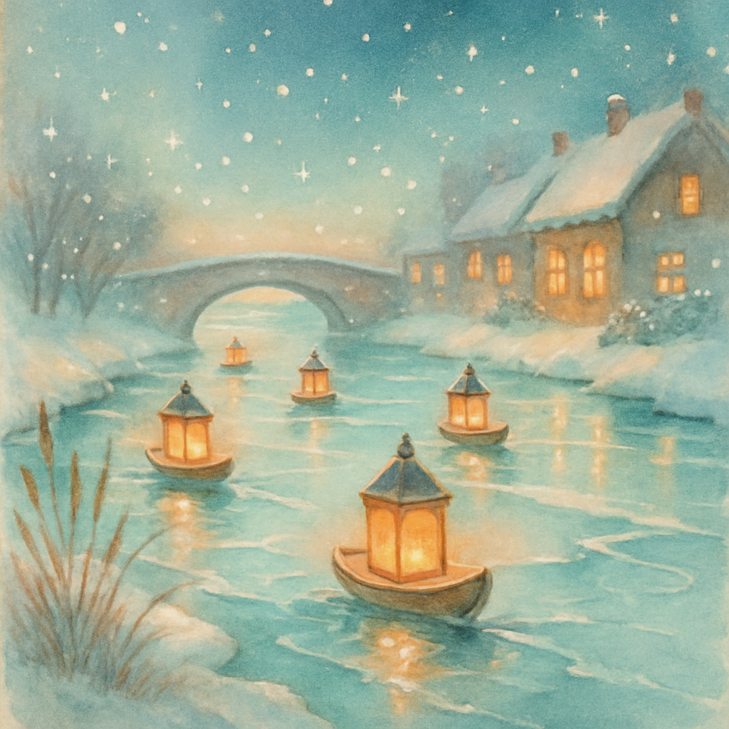 Snow Lantern River Parade Paint by numbers kits