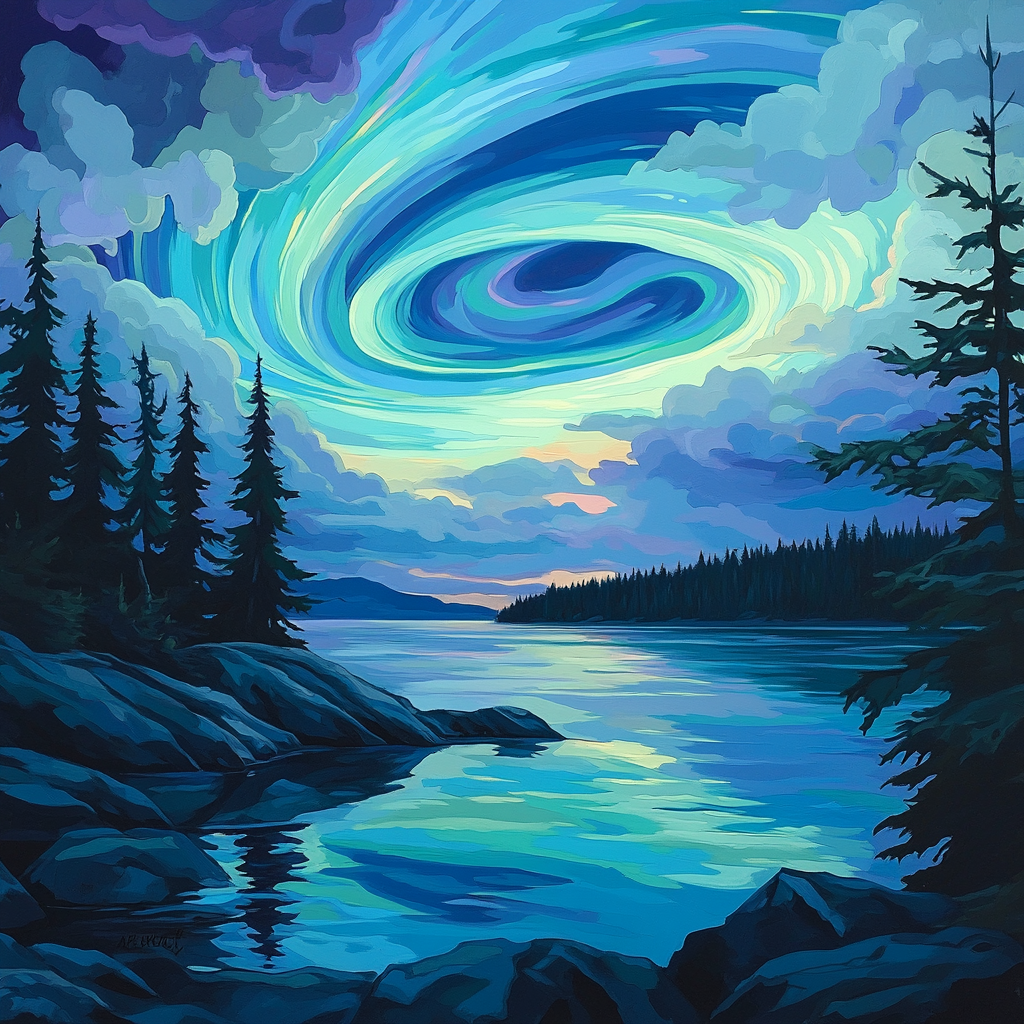 Frederick Varley Inspired Aurora Over Slate Lake Numbered painting kits