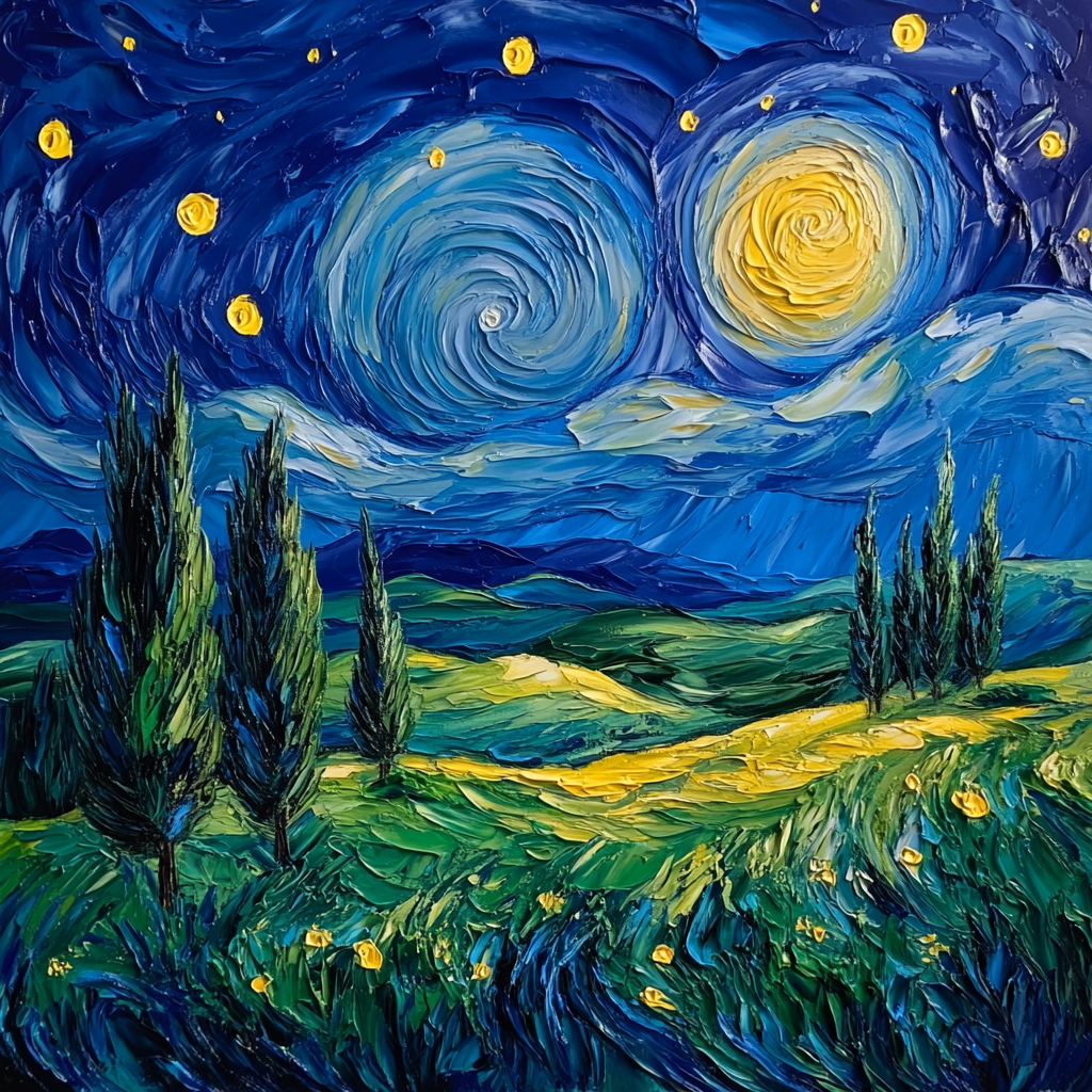 Van Gogh Inspired Starry Countryside Number painting