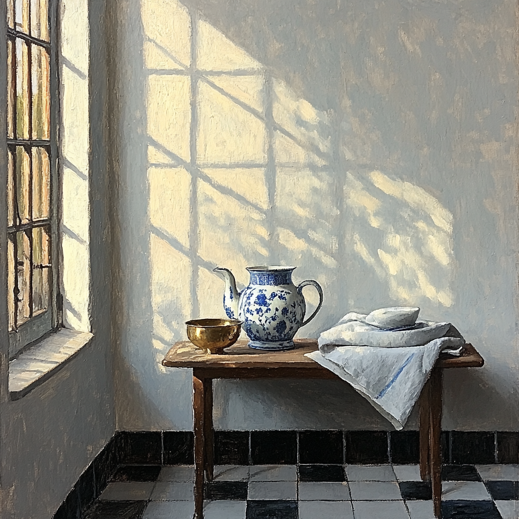 Johannes Vermeer Inspired Pearl Light On Delft Tiles Paint by numbers kits