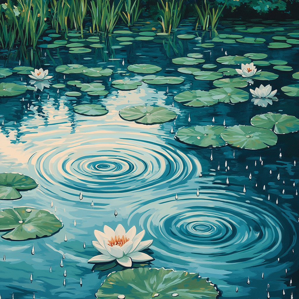 Claude Monet Inspired Water Lilies Rain Circles Painting by numbers kit