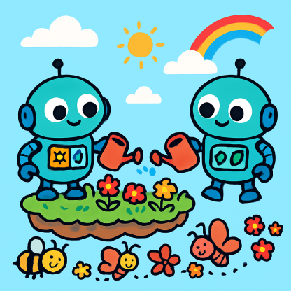 Sky Garden Robots And Pollinator Parade DIY paint by numbers