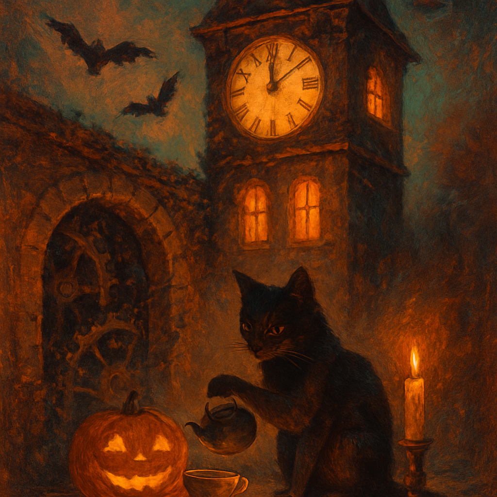 Cozy Haunted Clocktower Tea Break paint by numbers