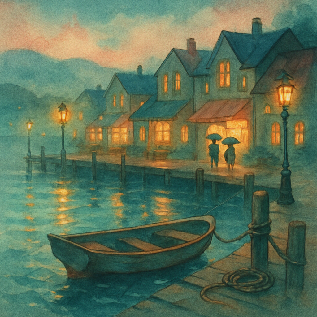 Harbor Shops At Twilight With Painted Reflections paint by number
