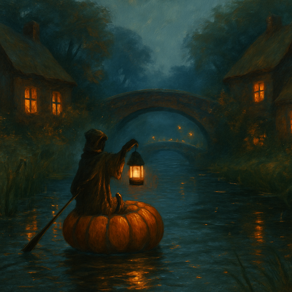 Pumpkin Boat On A Firefly Canal paint by color