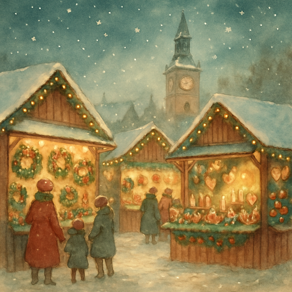 Christmas Market Under Falling Stars Painting by numbers kit