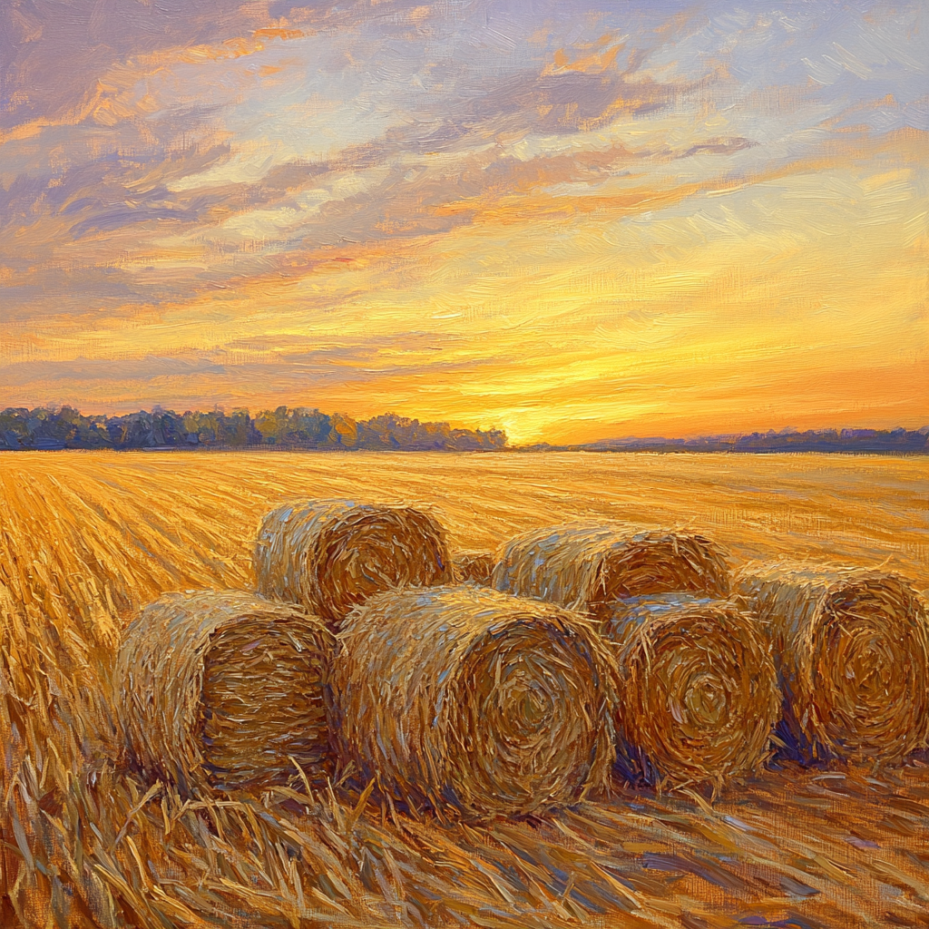Claude Monet Inspired Haystacks At Golden Dusk paint by numbers
