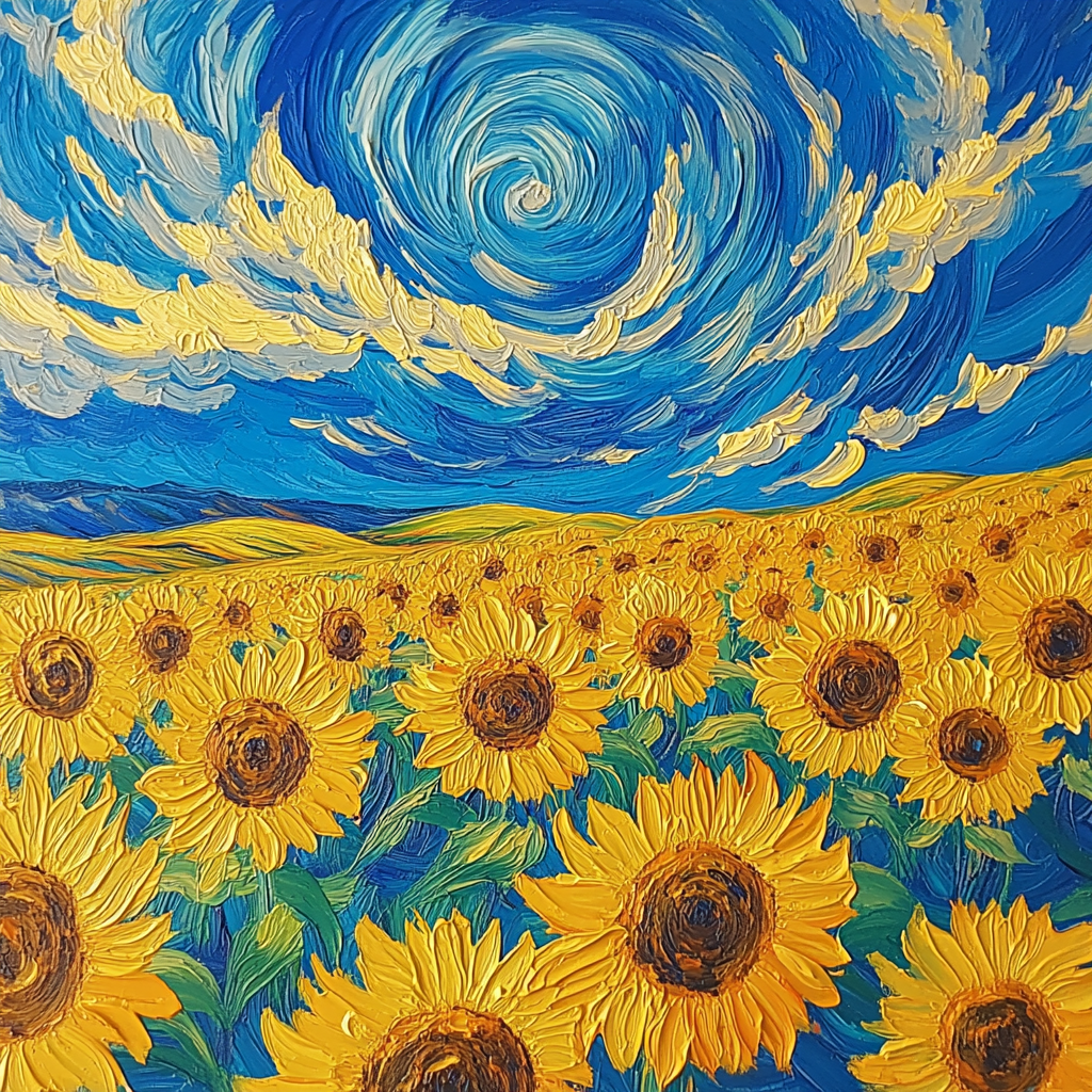Van Gogh Inspired Sunflower Fields Number painting