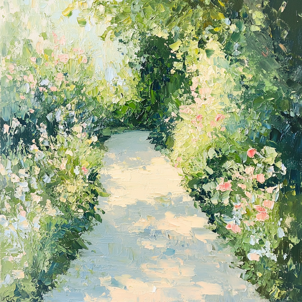 Claude Monet Inspired Dappled Garden Pathway paint by number