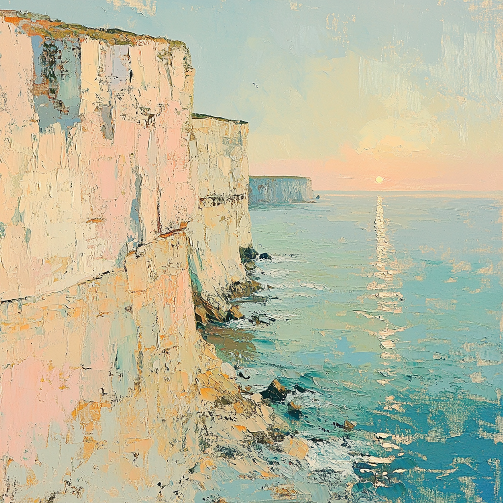Claude Monet Inspired Coastal Cliffs In Hazy Sun painting number kit