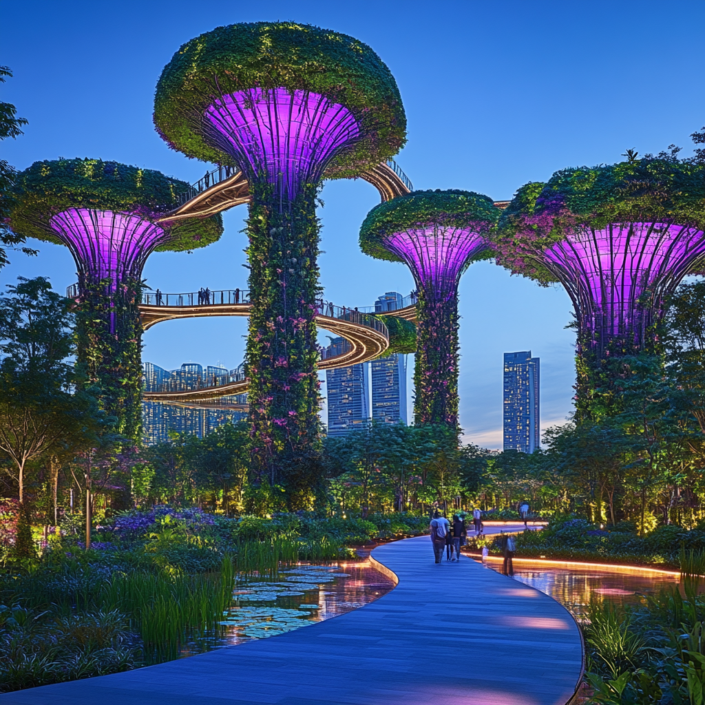 Urban Jungle Of Gardens By The Bay Singapore Paint by numbers kits