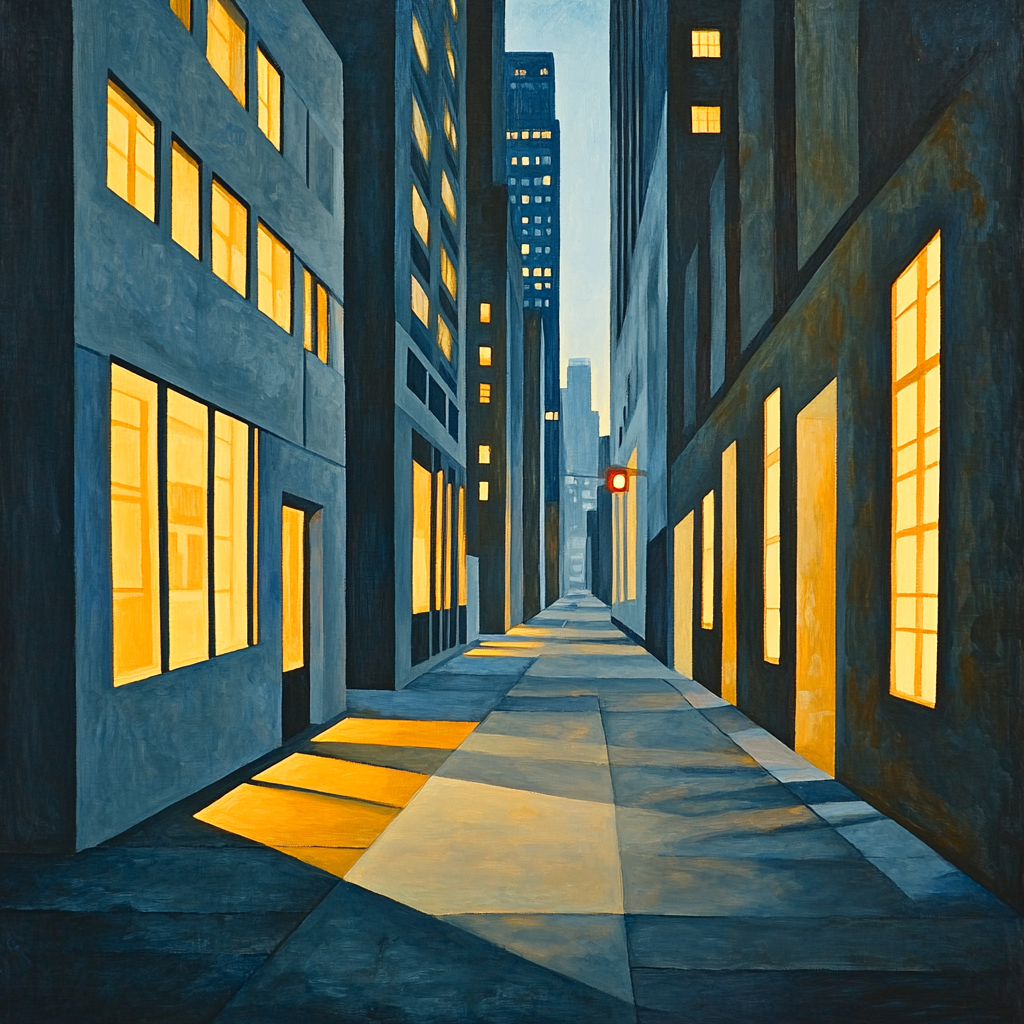 Edward Hopper Inspired Lonely City Streets Number painting