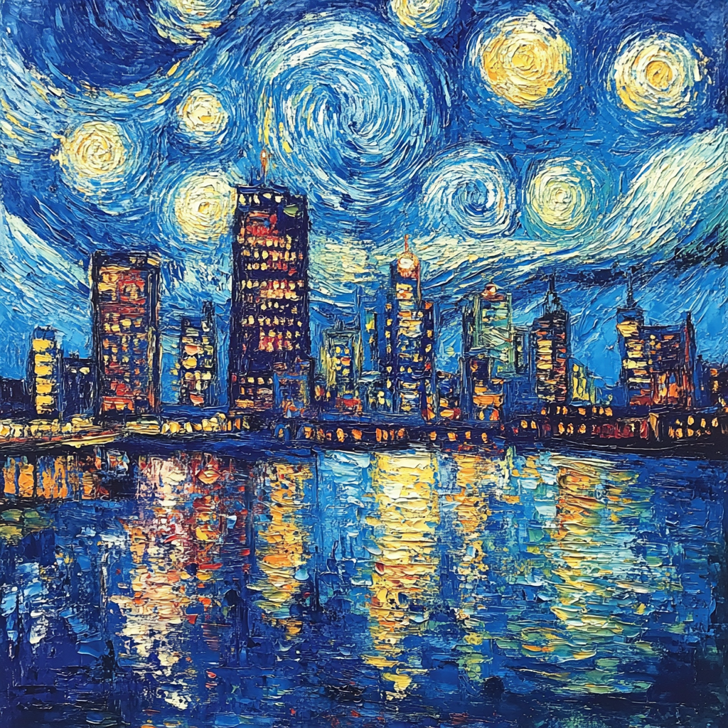 Vincent Van Gogh Inspired Starry Cityscape Paint by numbers kits