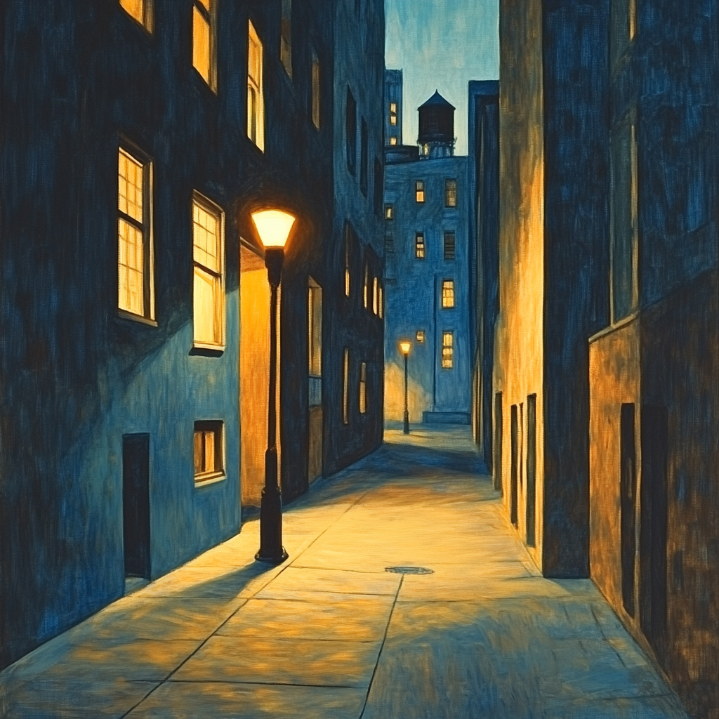 Edward Hopper Inspired Evening Streetscape Number painting